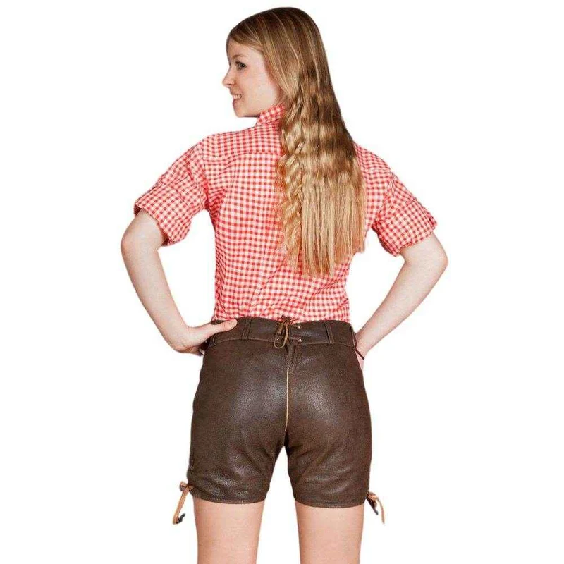 Lederhose Damen dunkelbraun kurz