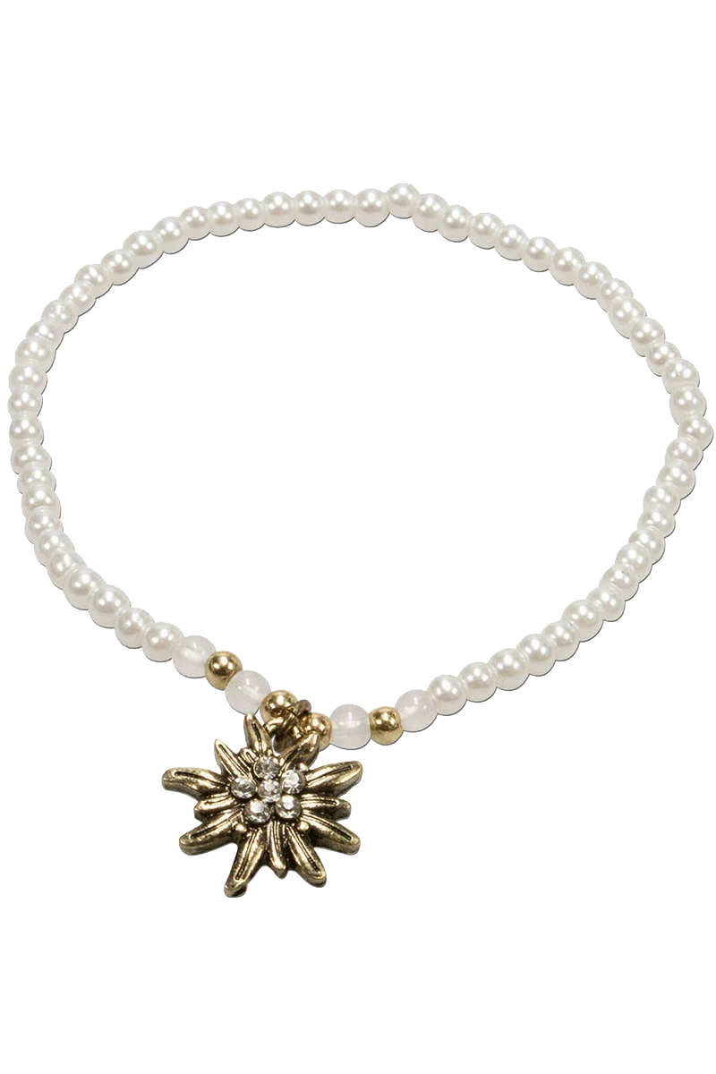 Perlenarmkette mit Edelweiß Cremeweiss