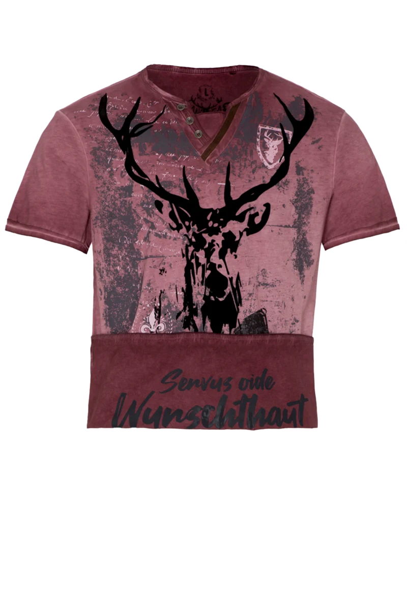 Herren T-Shirt mit geflocktem Hirsch