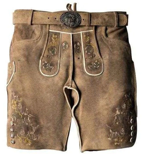 Edle Kurz Hirschlederhose Herren mit Trachtenakzenten