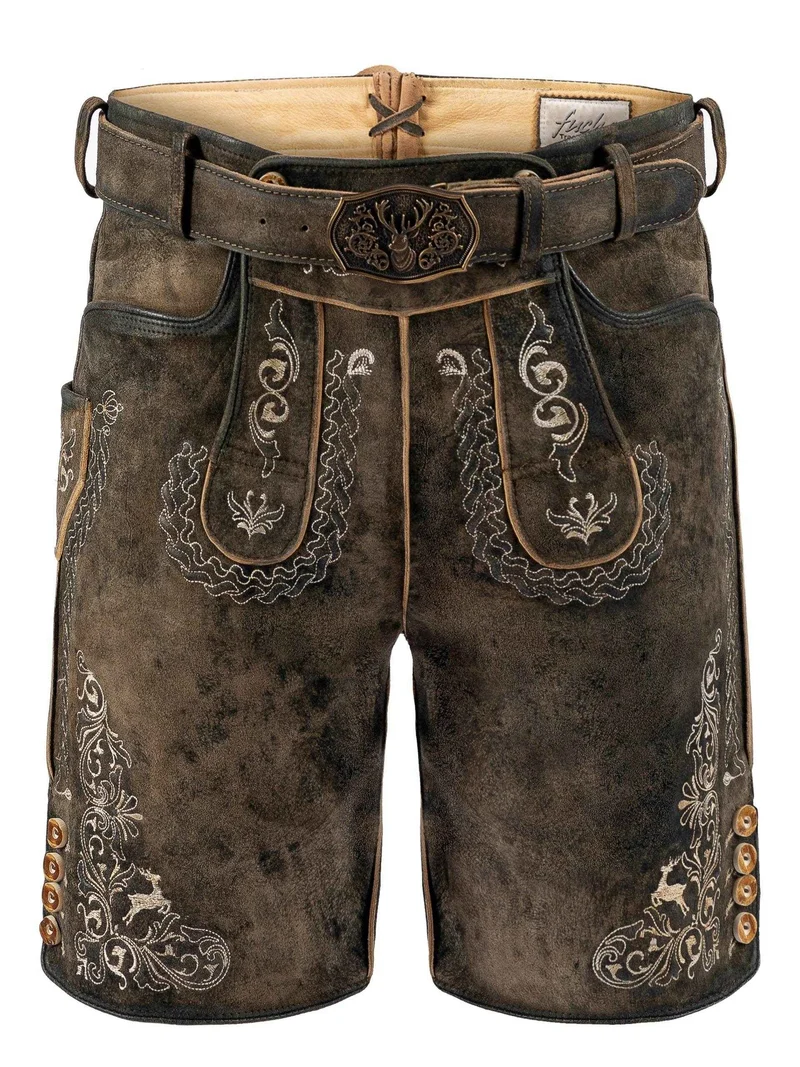 Kurze Trachtenlederhose mit Latz für Herren
