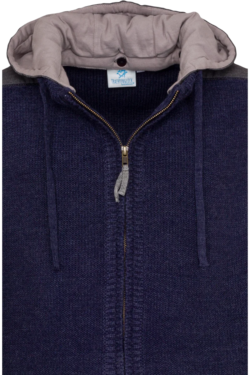 Herren Trachtenjacke Strick mit abnehmbarer Kapuze
