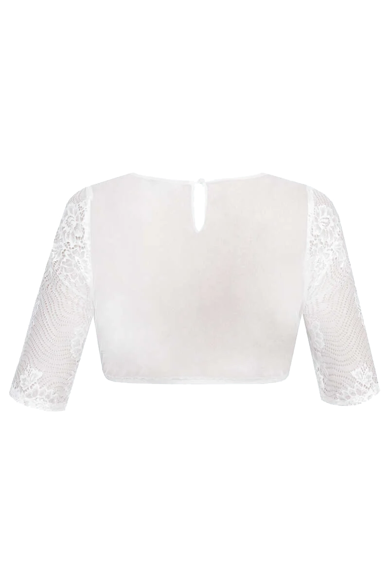 Hochgeschlossene Dirndlbluse mit Spitze
