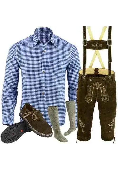 Komplettes Lederhosen Outfit Set mit Hemd