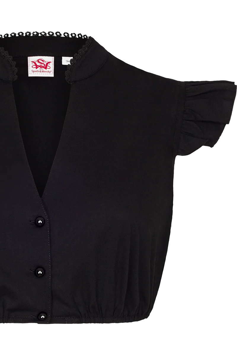 Dirndlbluse mit Flügelarm - schwarz