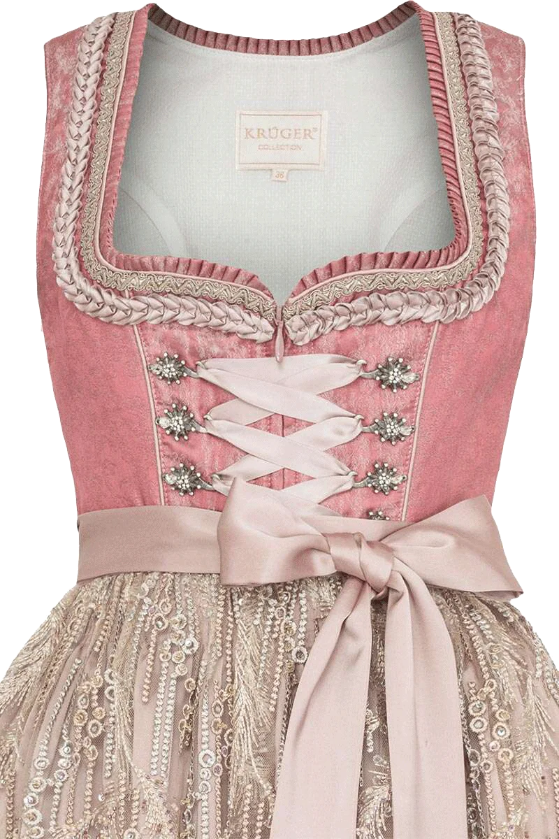 Midi-Dirndl mit Spitzenschürze
