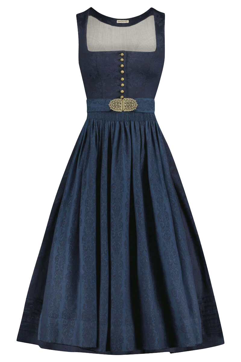 Stretchdirndl mit Faltenrock und Biesen am Saum