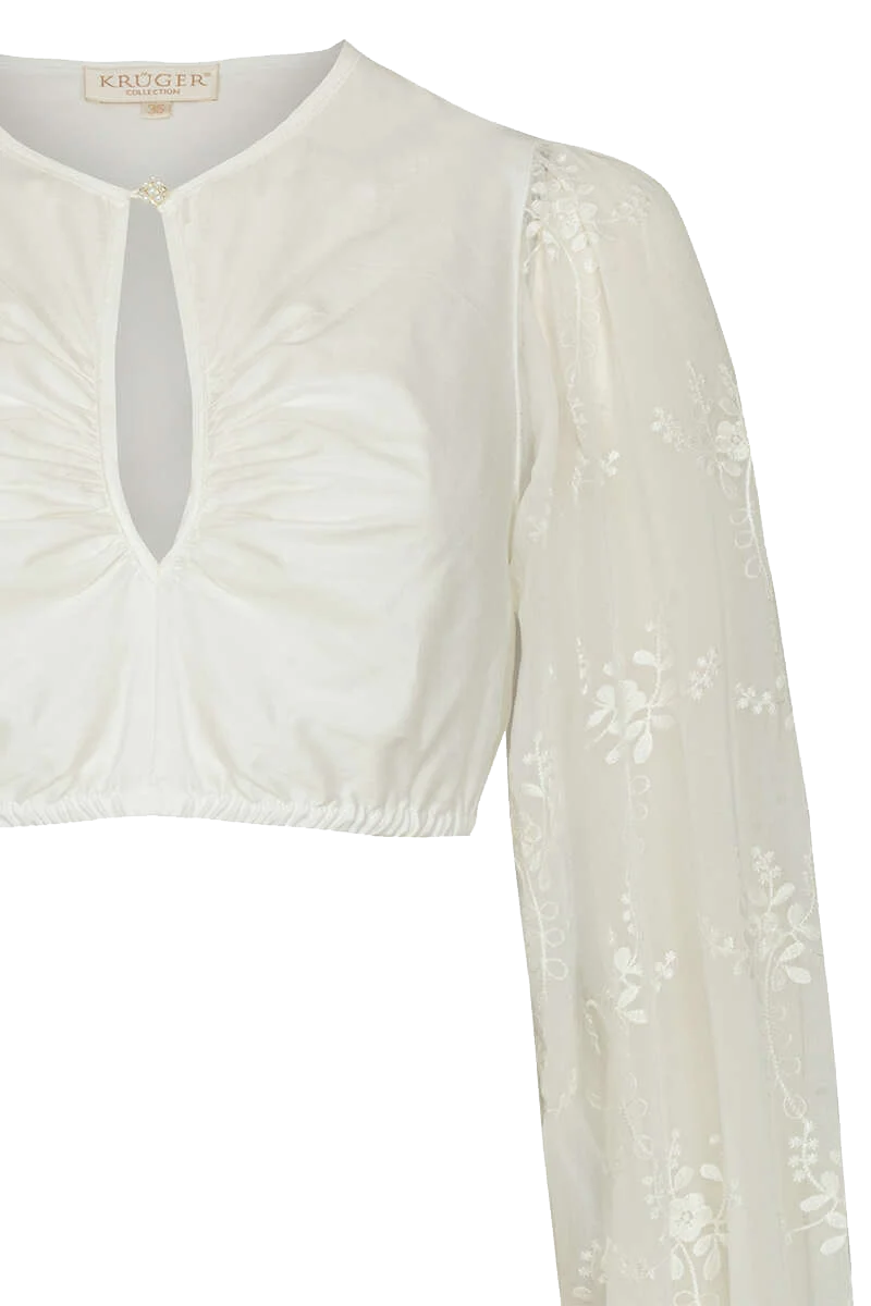 Dirndlbluse mit langen Puffärmeln ecru