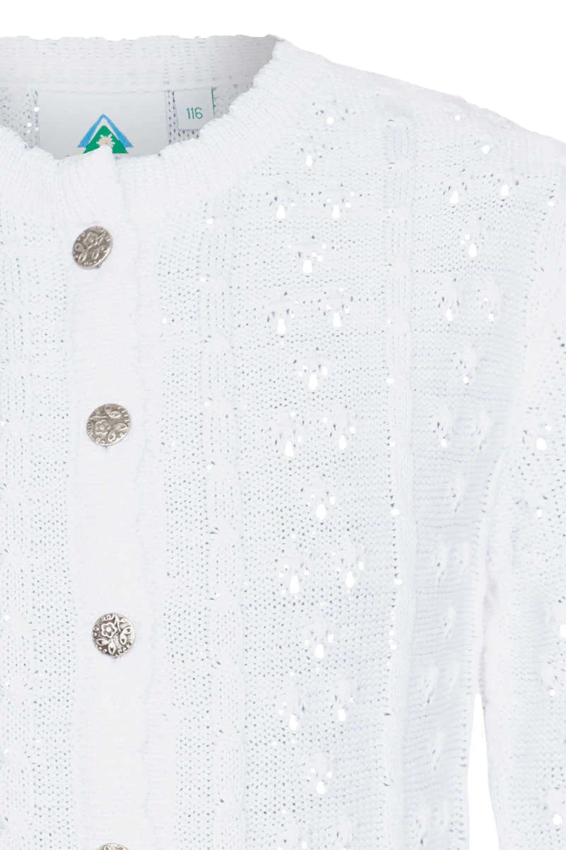 Mädchen Dirndl-Strickjacke mit Zopf und Ajourmuster
