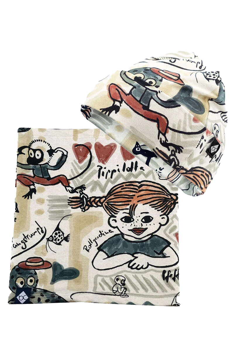 Kinder Set Mütze und Schal Pippi Langstrumpf