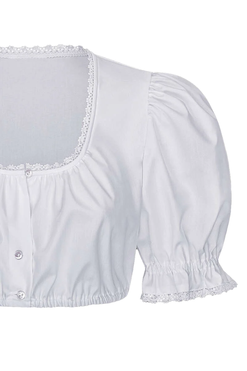 Dirndlbluse mit Spitzenverzierung zum Knöpfen