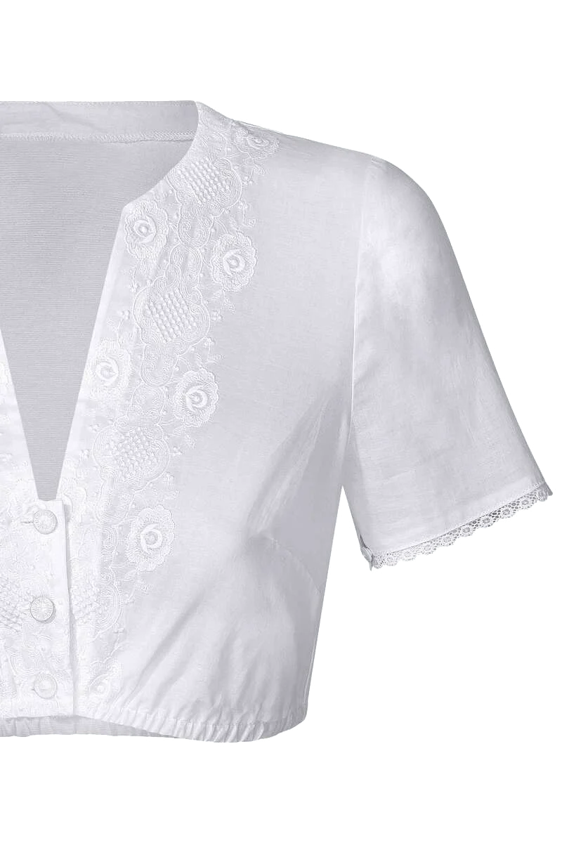 Dirndlbluse V-Ausschnitt mit Blumenstickerei