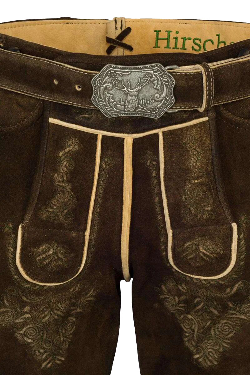 Herren Hirschlederhose kurz bestickt