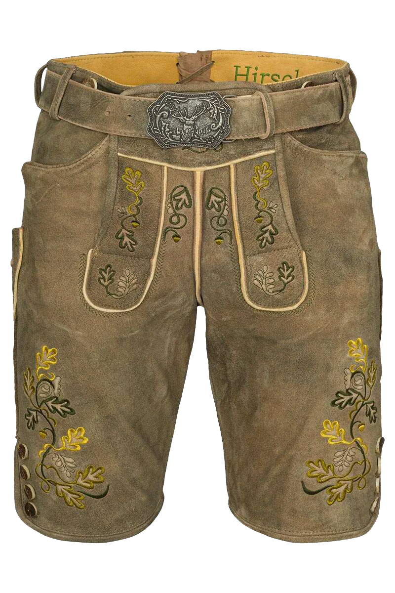 Herren Lederhose kurz bestickt