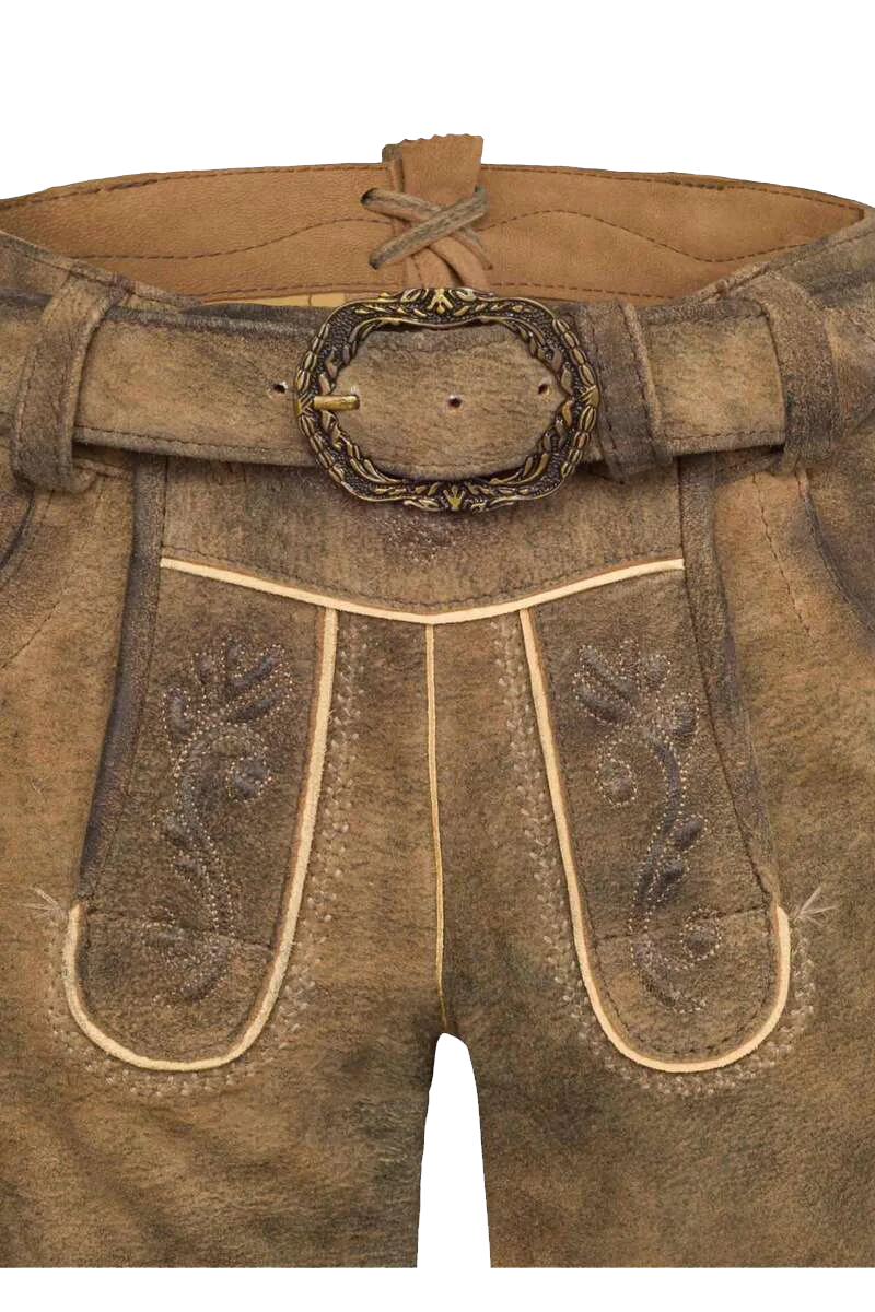 Kinder Trachten FCB-Lederhose kurz mit Gürtel
