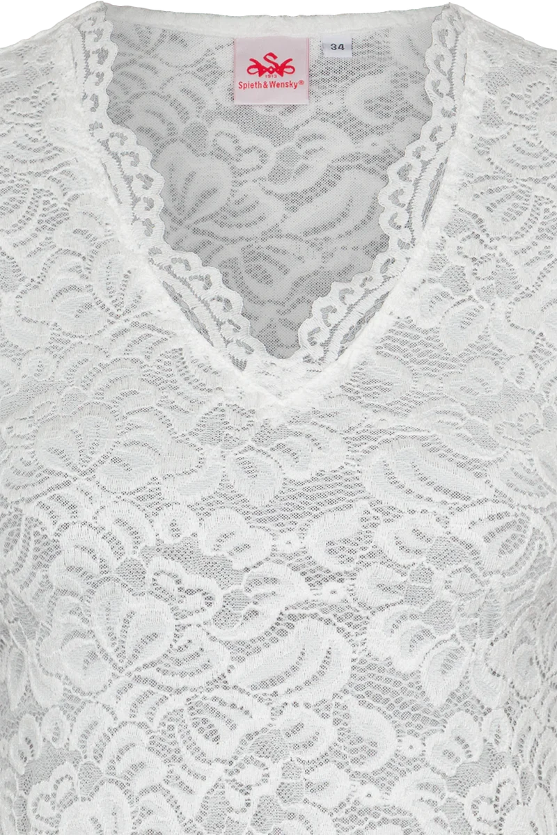 Spitzenshirt mit 3/4-Ärmel - offwhite