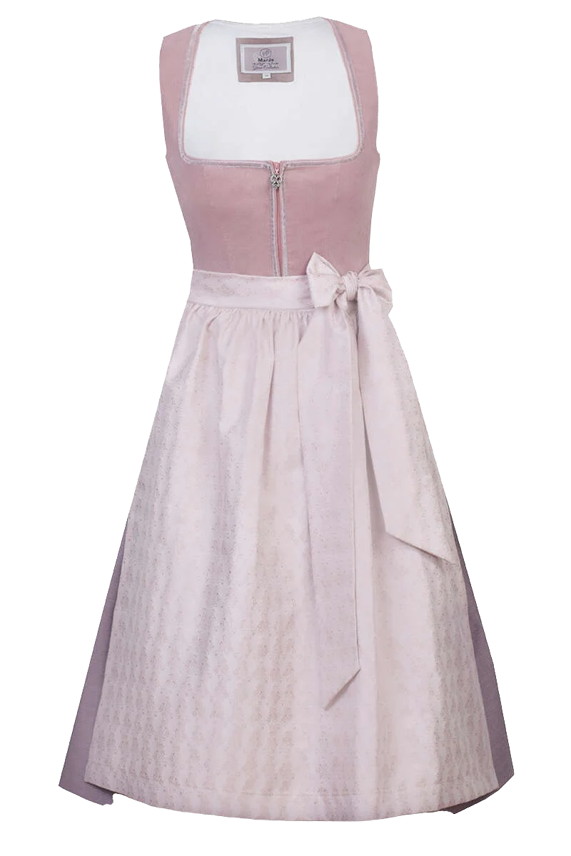Midi-Dirndl mit Cordmieder - puder rosa