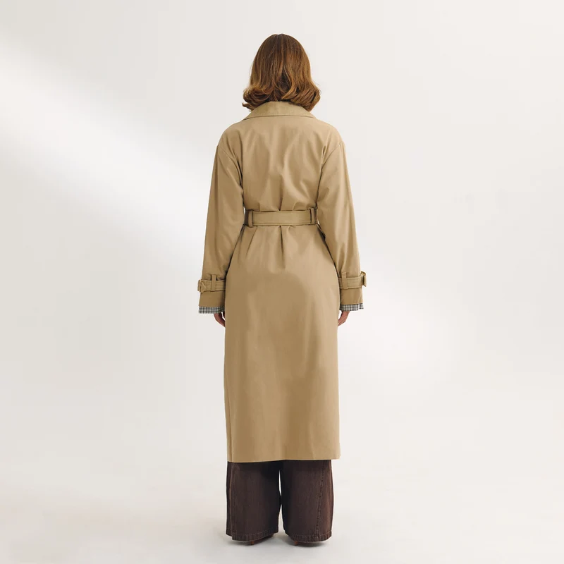 Trenchcoat mit Wildlederbesatz - Sand