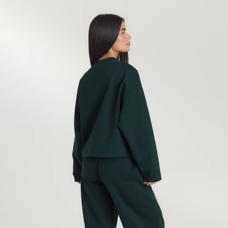 Lounge Living Pullover mit Viertel-Zip - Waldgrün