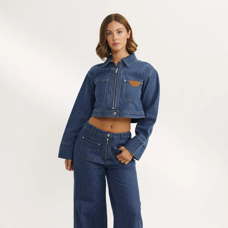Oversize-Denimjacke - Blau