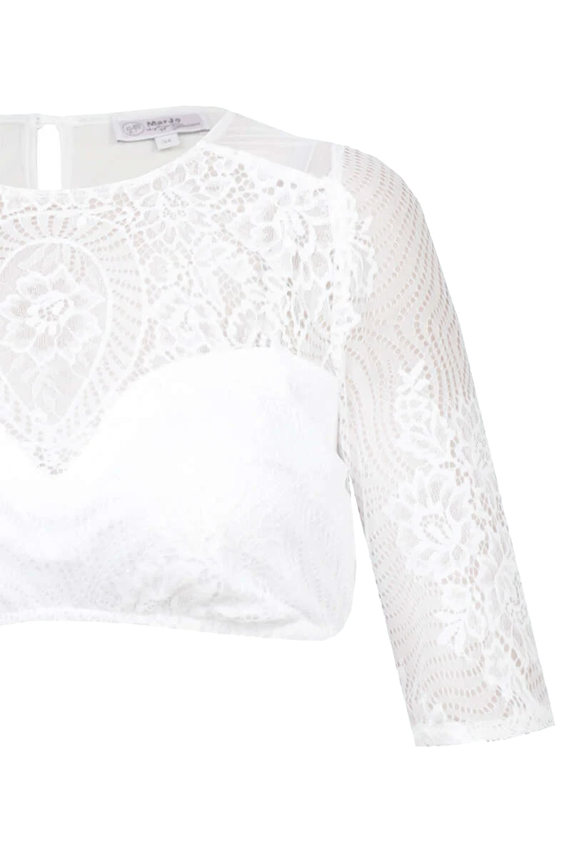 Hochgeschlossene Dirndlbluse mit Spitze