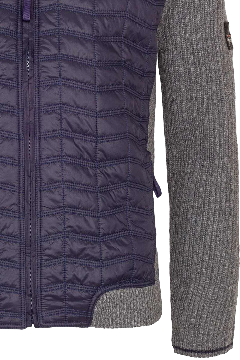 Herren-Steppjacke mit Strick und abnehmbarer Kapuze nachtblau