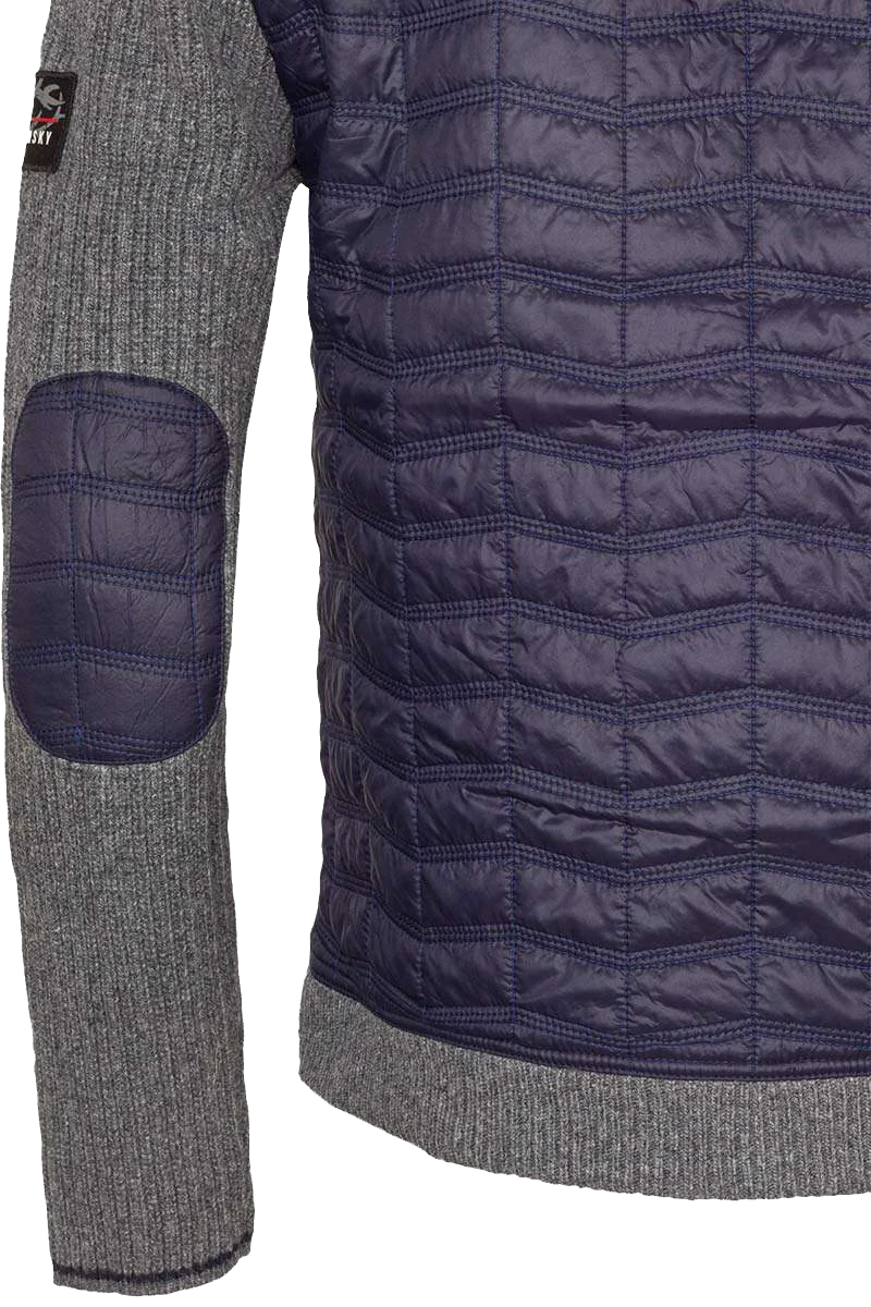 Herren-Steppjacke mit Strick und abnehmbarer Kapuze nachtblau