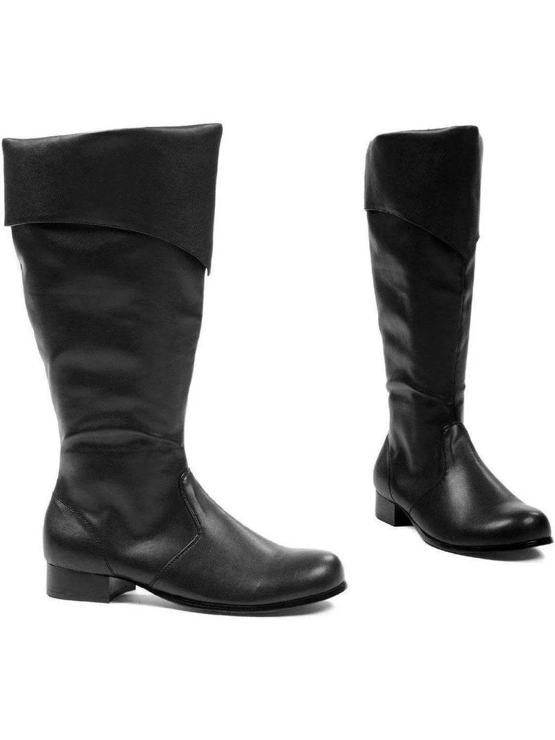 Ellie Shoes 121-Bernard Kniehohe Stiefel für Herren, 1 cm Absatz, schwarzes PU, 17 cm Höhe, Größen S–XL
