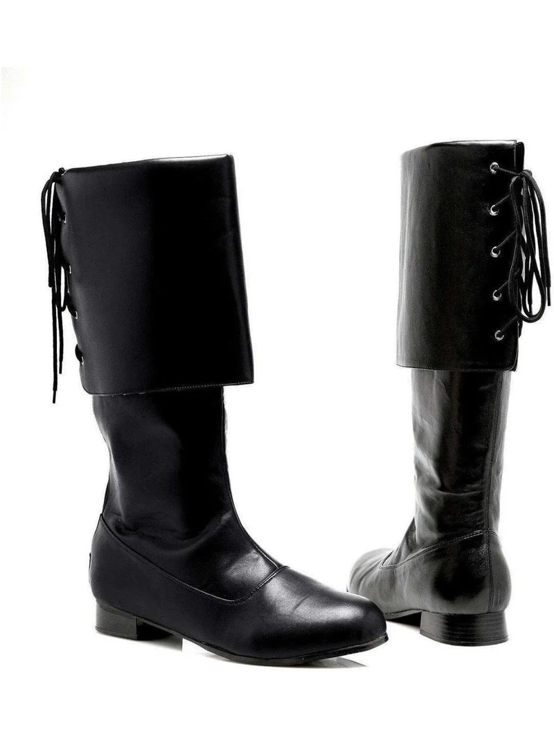 Ellie Shoes Kniehohe Stiefel für Herren 121-Sparrow – Eleganter 1 cm Absatz, Schwarzes PU, Größen SML