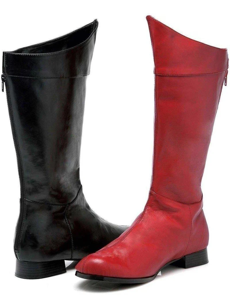 Ellie Shoes 121 Shazam Kniehohe Herrenstiefel, 1 cm Absatz, 17 cm Höhe, stylisches Schwarz und Rot