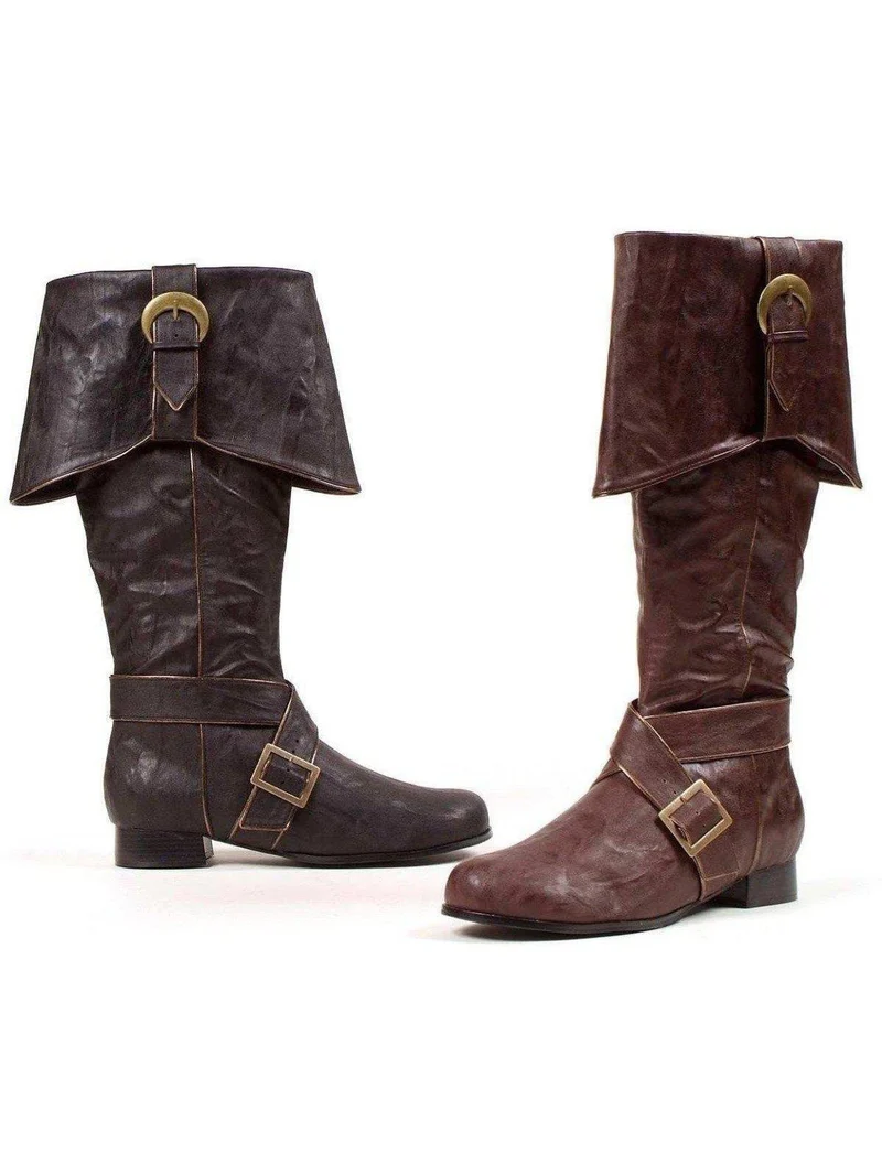 Ellie Shoes 121-Jack Kniehohe Herrenstiefel mit 1 cm Absatz, Stilvolles Schwarz und Braun, Größen SL