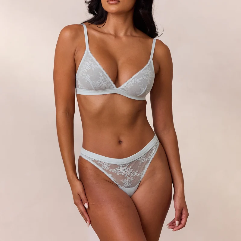 Lace Triangle Bralette - Blau