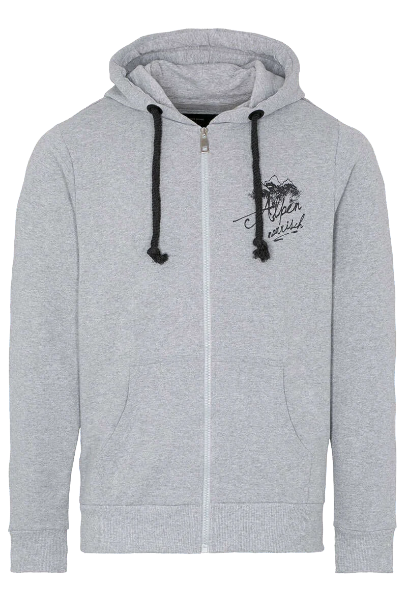Herren Sweatjacke mit Kapuze 'Alpen narrisch'