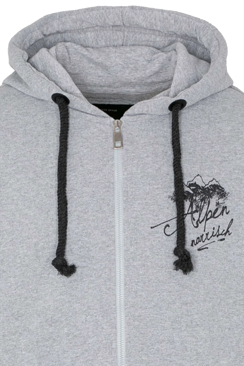 Herren Sweatjacke mit Kapuze 'Alpen narrisch'