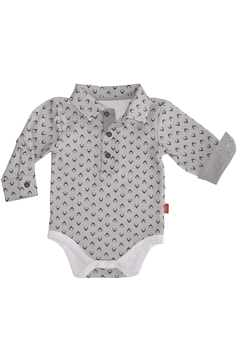 Langarm Baby-Body mit Hirschköpfen