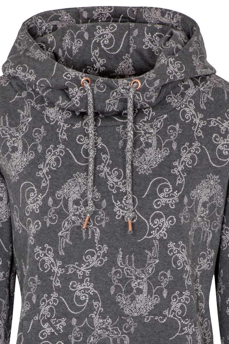 Damen Kapuzen-Sweat-Shirt mit Hirschmuster
