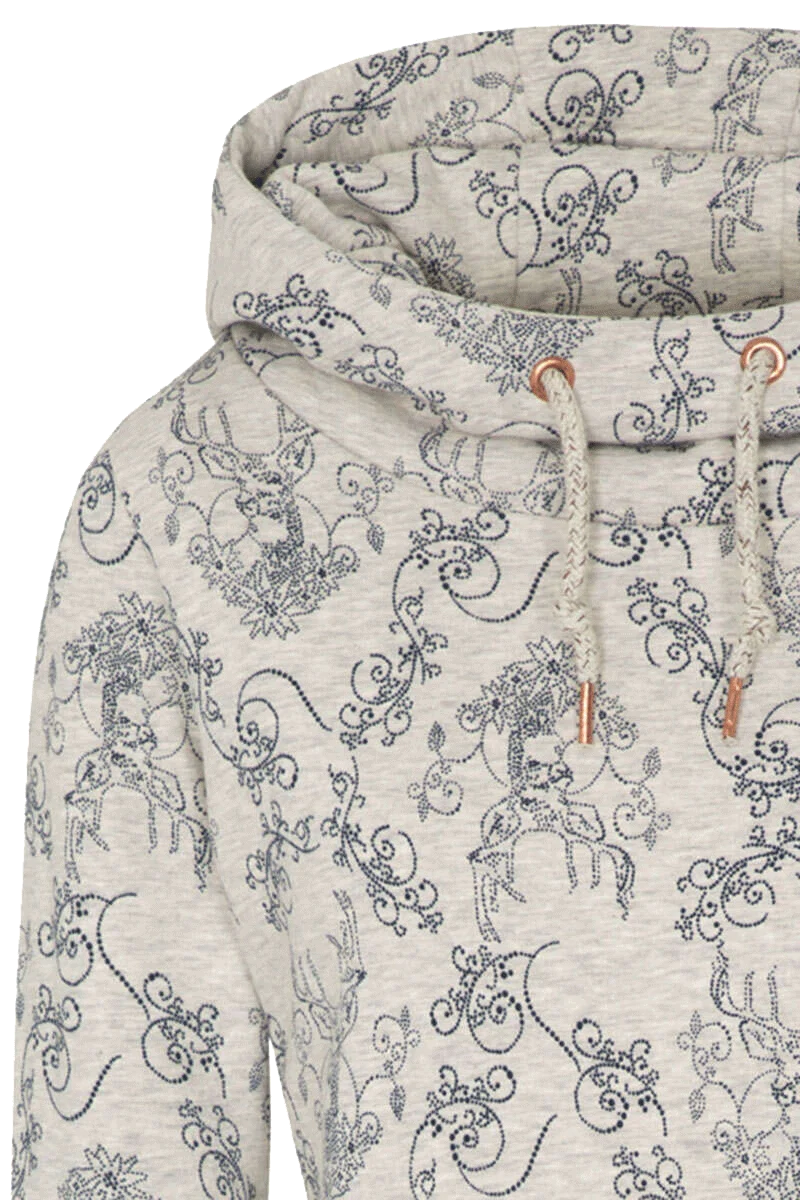 Damen Kapuzen-Sweat-Shirt mit Hirschmuster