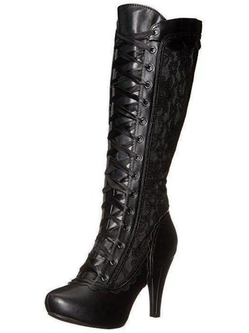 Ellie Shoes 414-MARY Stiefel im viktorianischen Stil, 4 cm Absatz, elegante Optionen in Schwarz, Braun und Weiß