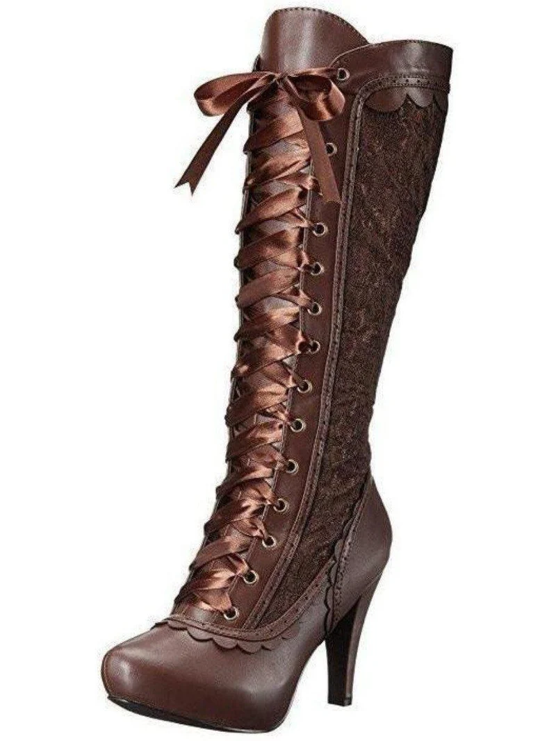 Ellie Shoes 414-MARY Stiefel im viktorianischen Stil, 4 cm Absatz, elegante Optionen in Schwarz, Braun und Weiß