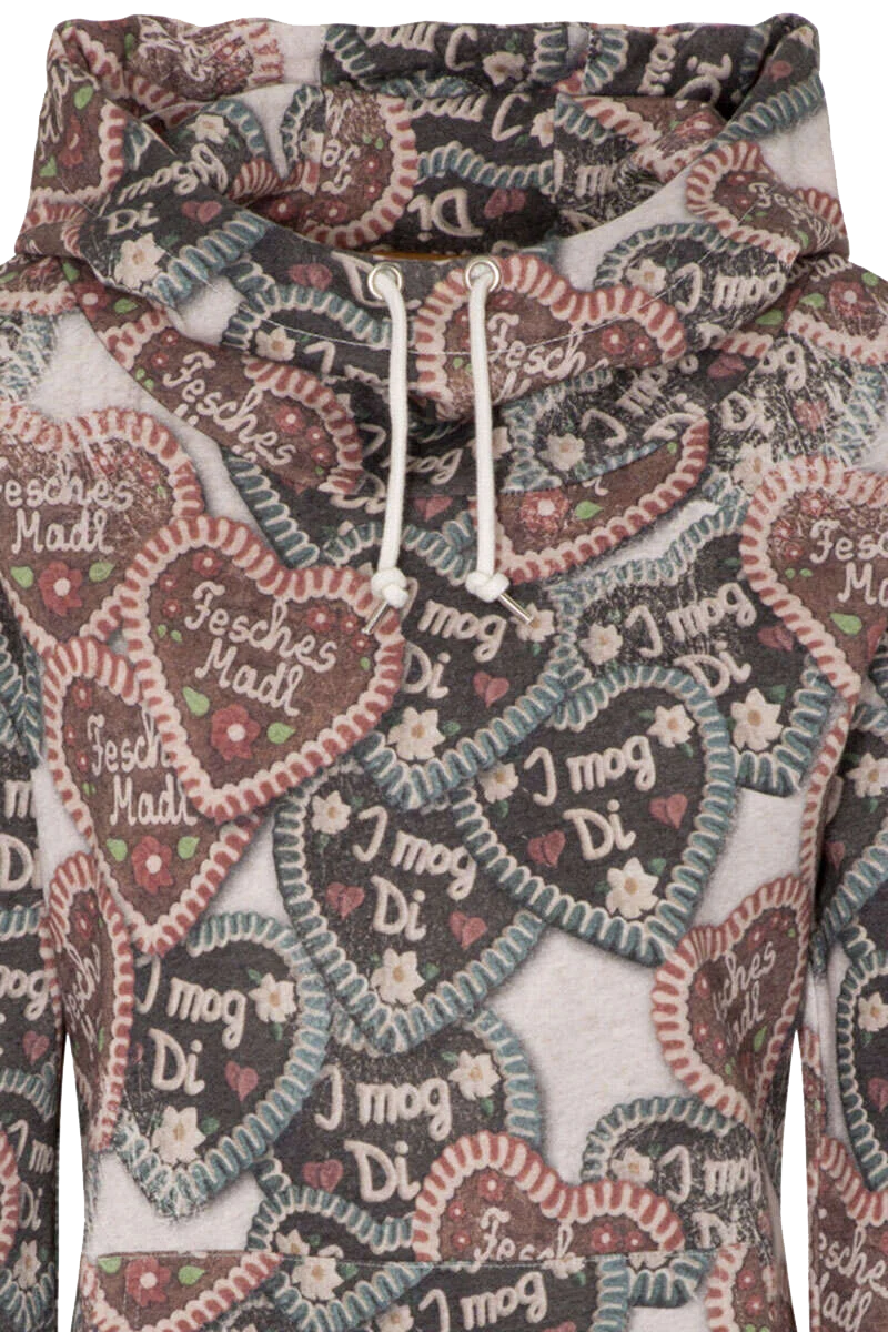 Damen Kapuzen-Hoodie mit Lebkuchenherzen