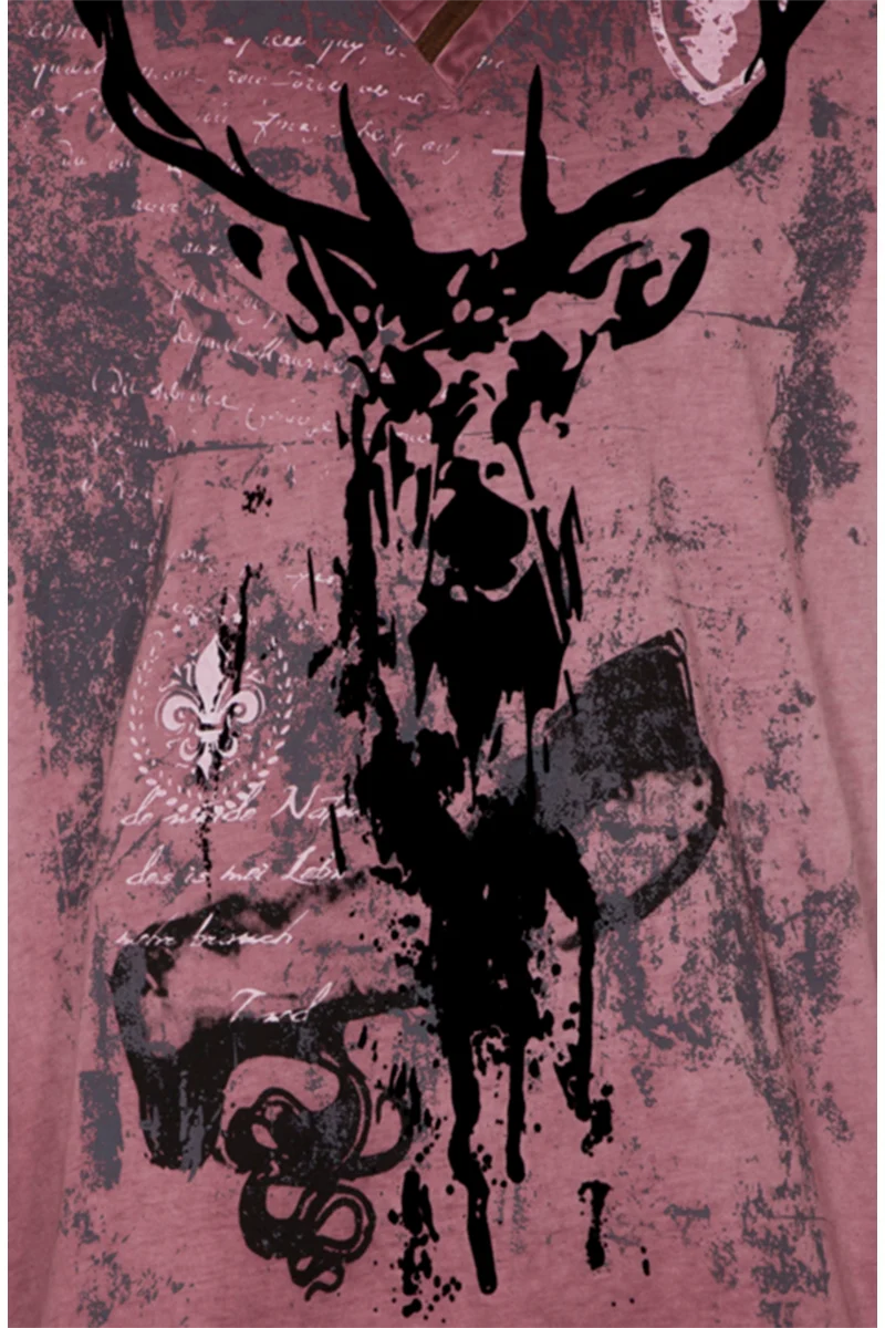 Herren T-Shirt mit geflocktem Hirsch