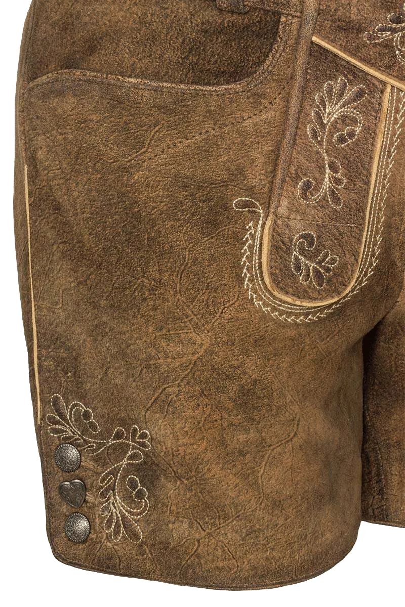 Kurze Damen-Lederhose Short mandelbraun