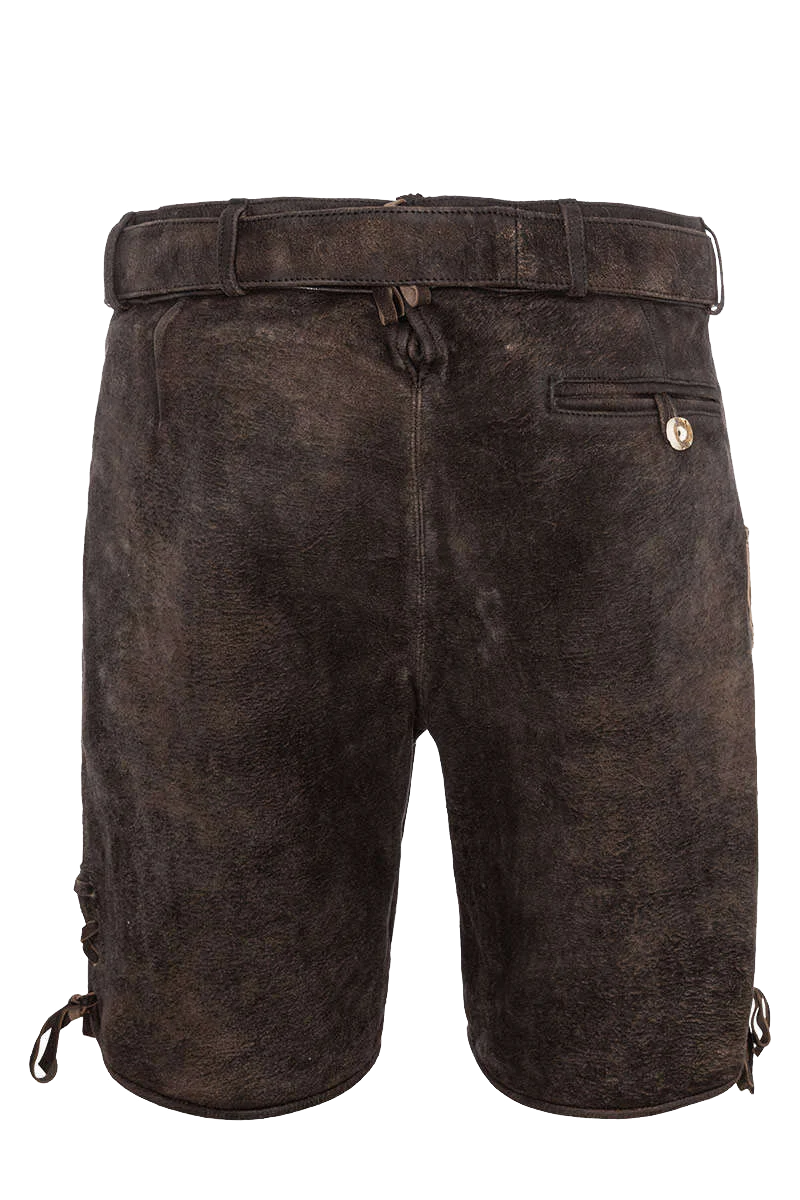 Herren Lederhose kurz Wildbock mit Gürtel und Träger