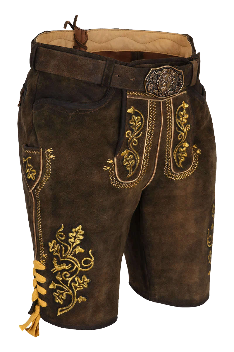 Herren Lederhose kurz mit Gürtel