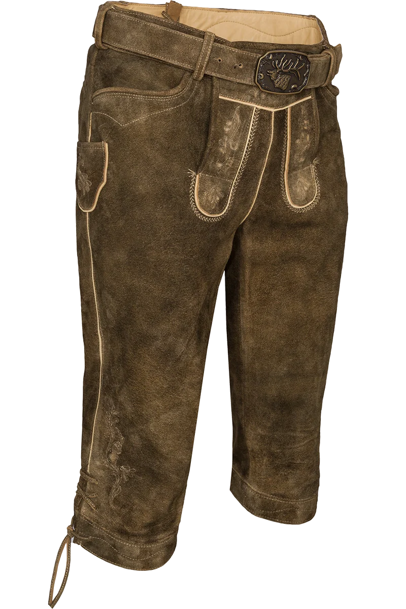 Herren Trachten-Lederhose Kniebund mit Gürtel
