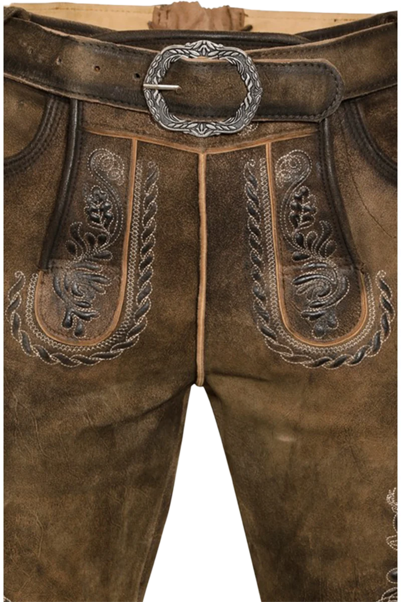 Herren Lederhose kurz bestickt