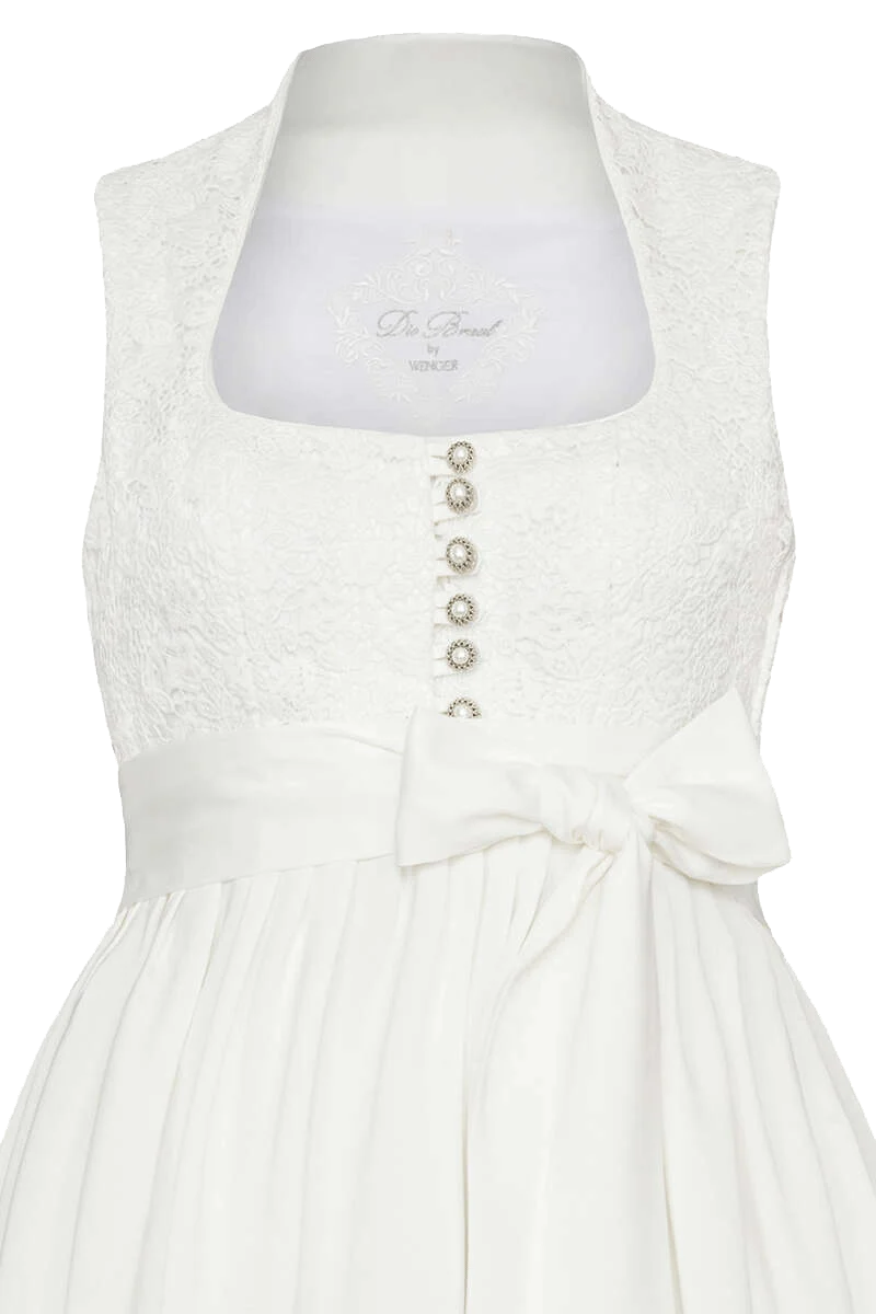 Umstands-Brautdirndl Kleid mit Schneewittchenkragen