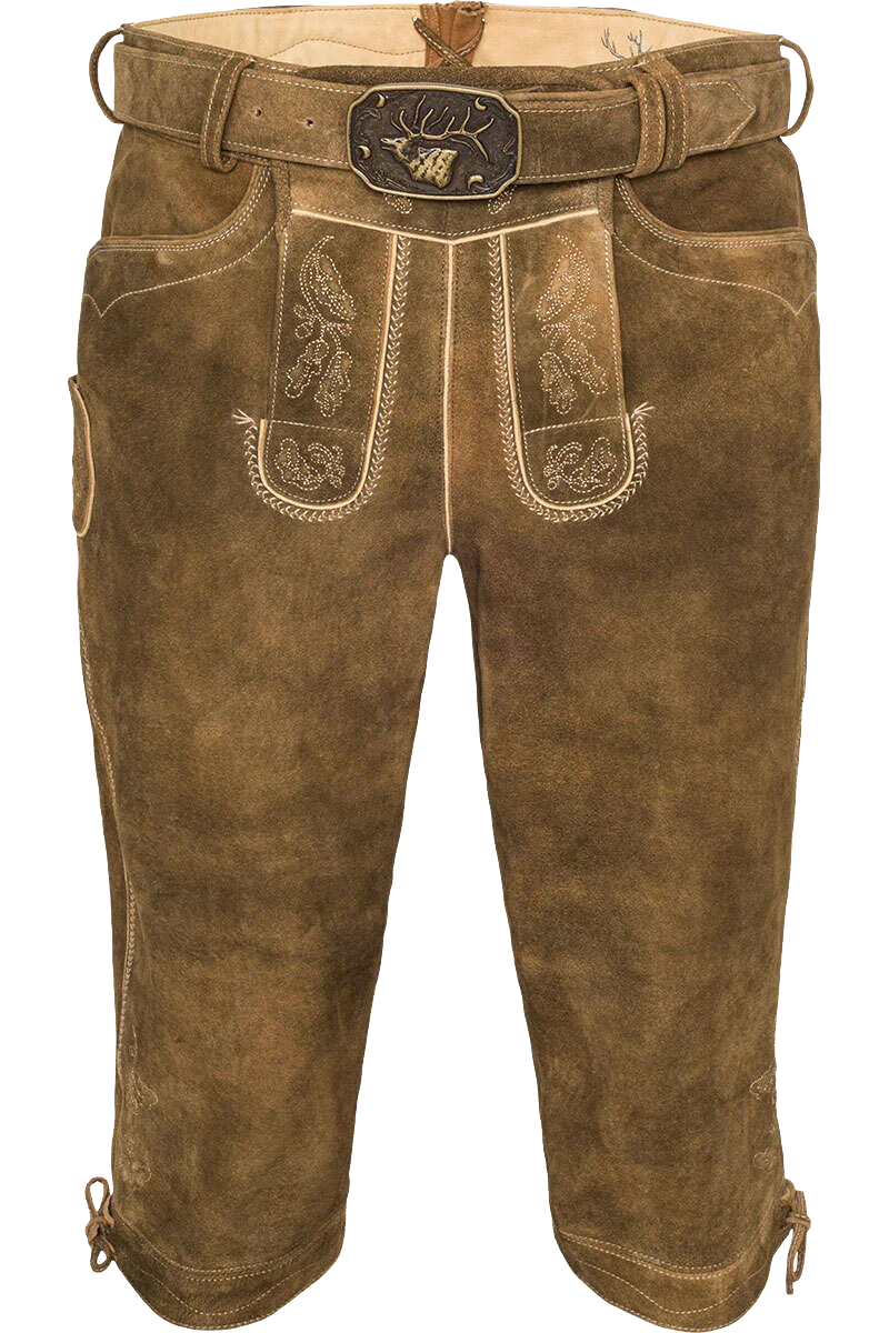 Herren Kniebund-Lederhose mit Gürtel