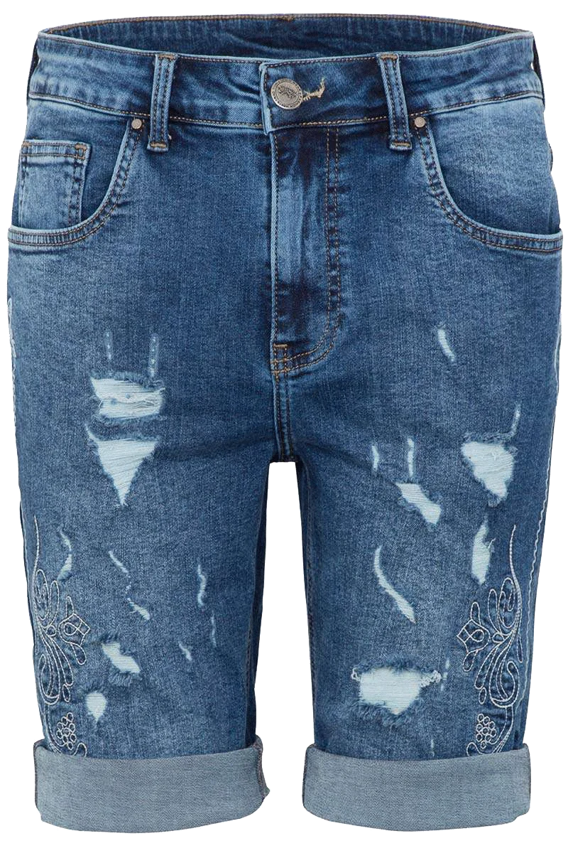 Herren Jeans kurz Stickerei