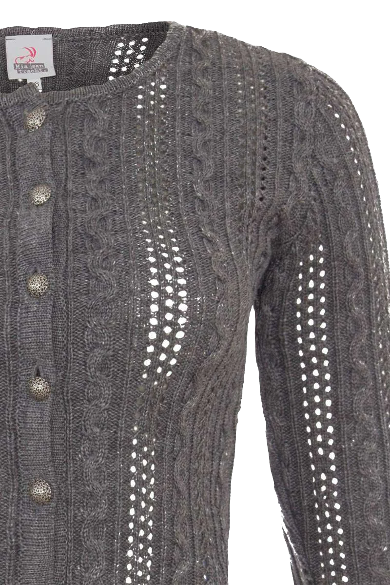 Dirndlstrickjacke mit Zopf- und Lochmuster